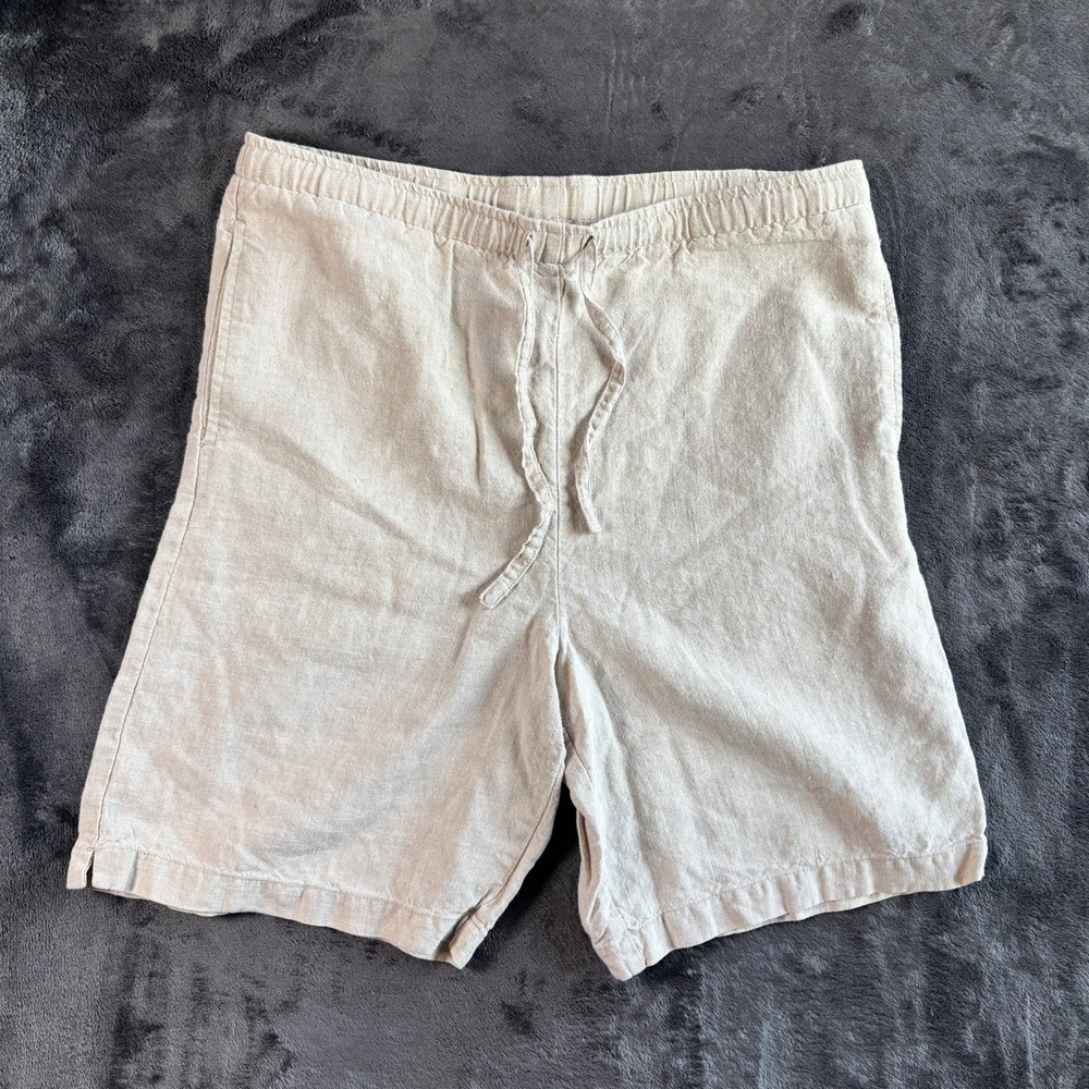 The Territory Ahead Mens Shorts Sm Beige Linen Drawstring Resort Natural Lounge